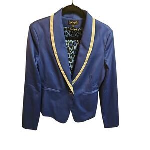 Vintage Spiegel Royal Blue Blazer Grey Trim SZ 10